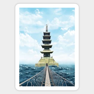 Tower beyond the ocean. Sticker